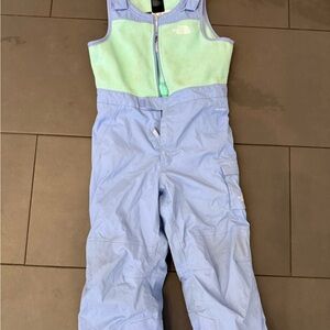 The North Face Kids Light Blue / Purple and Mint Ski / Snowboard winter bibs
